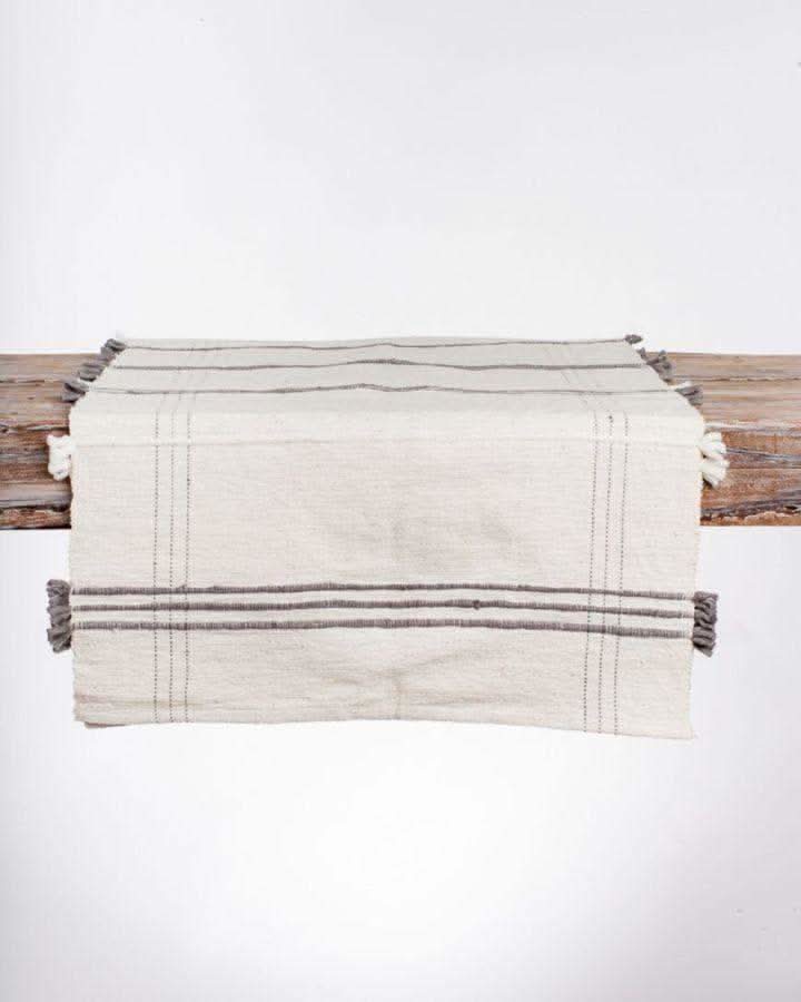 Ribbons Cotton Table Runner in Grey 14 x 72 - Table Runners photo