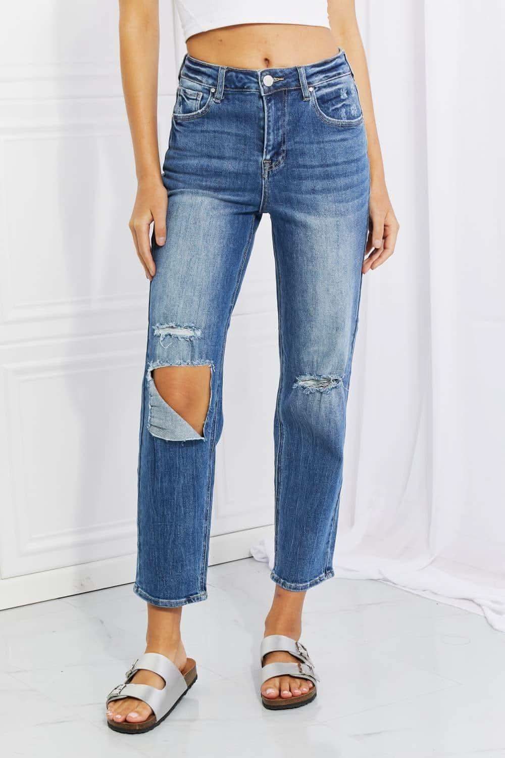 RISEN Full Size Emily High Rise Relaxed Jeans in Dark - Jeans photo