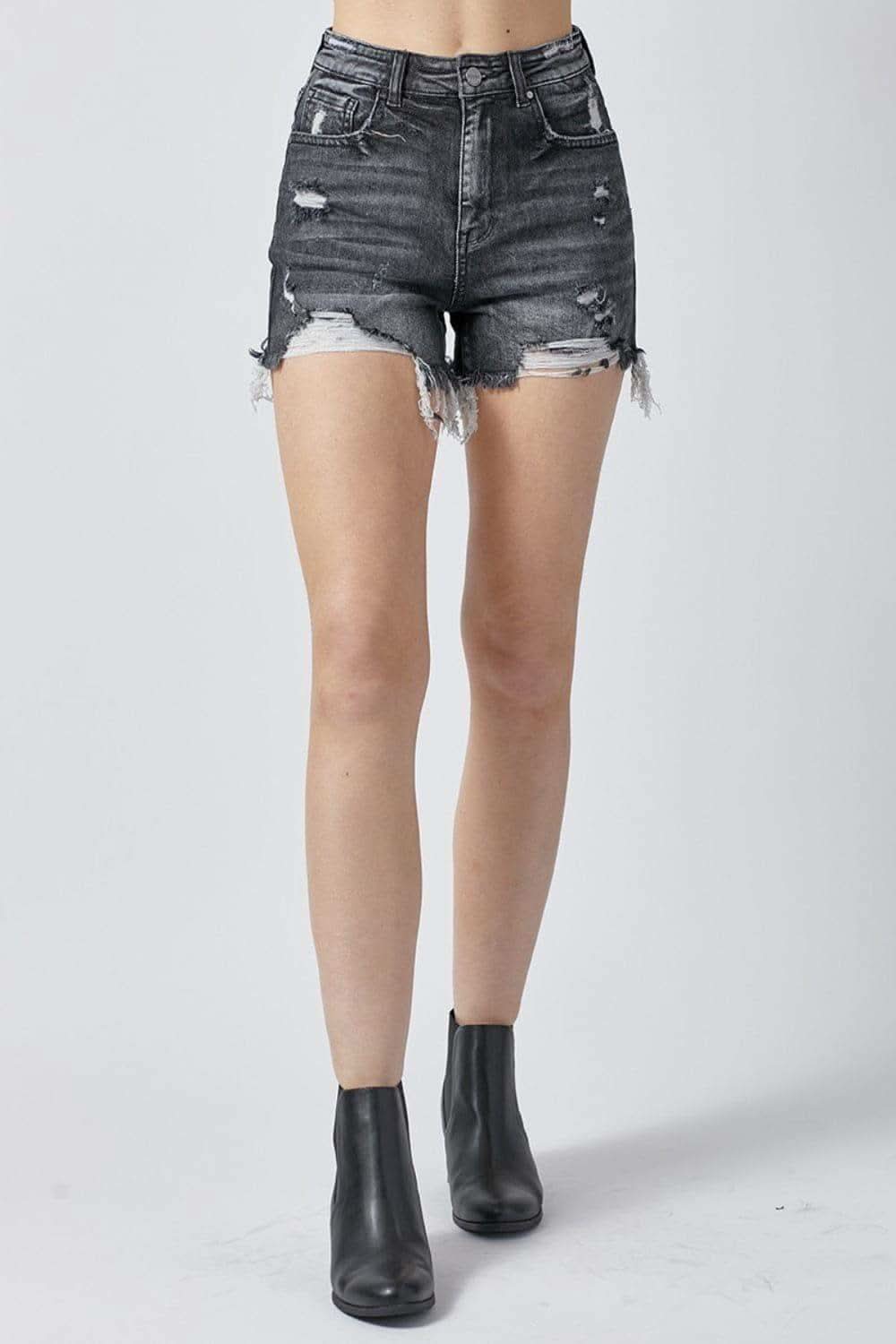 RISEN Full Size High Rise Distressed Denim Shorts in - Shorts photo