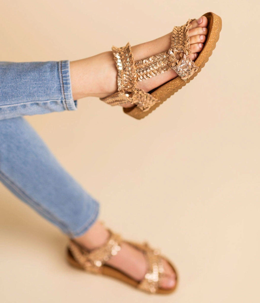 River Dance Woven Sandal in Champagne in - Shoes photo