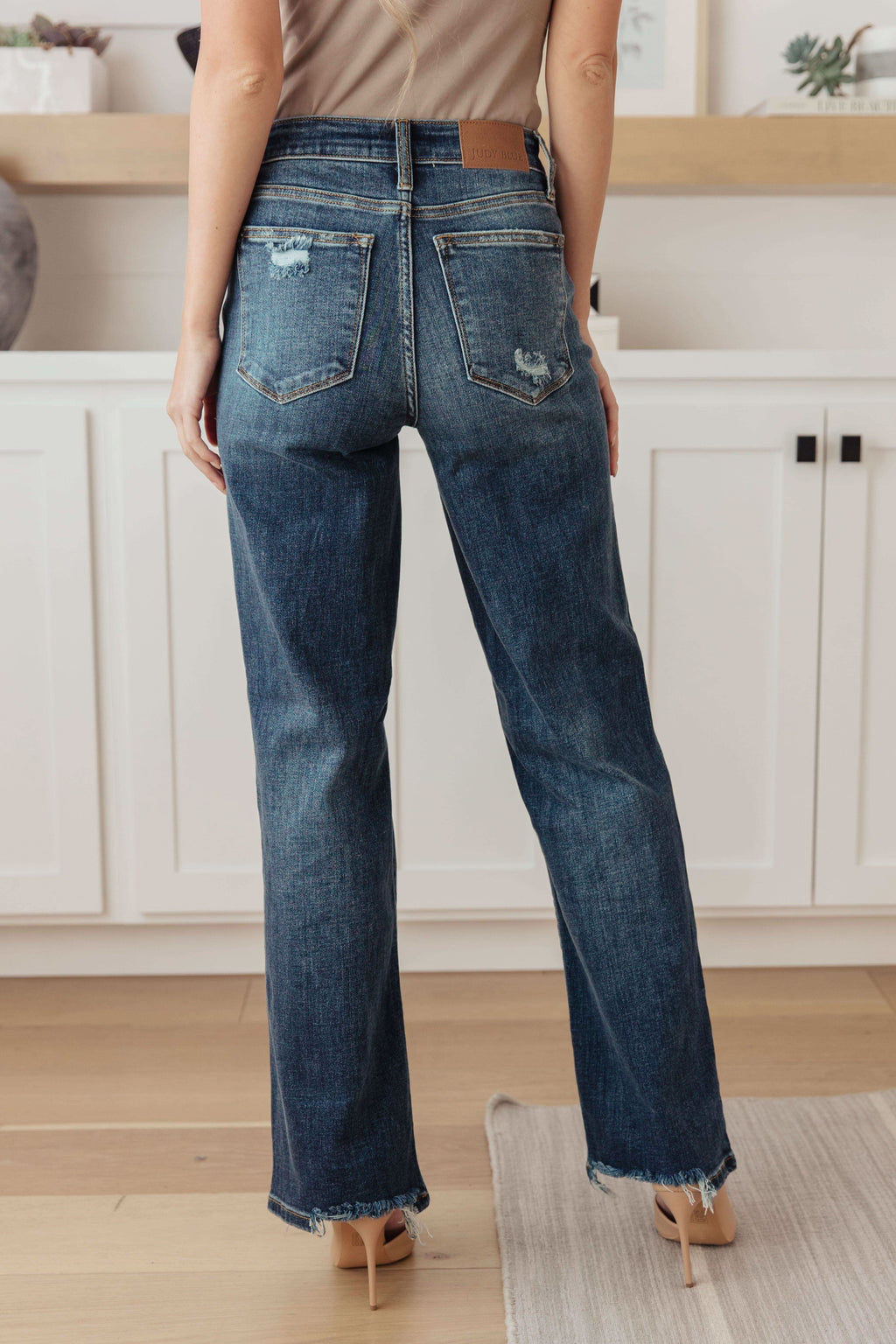 Judy Blue Rose High Rise 90's Straight Jeans in Dark Wash in - Denim photo