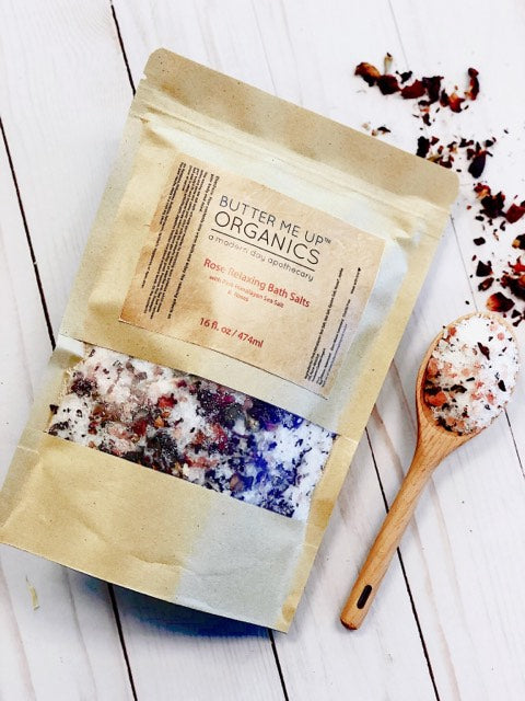 Organic Rose Salt Soak / Epsom Salt Soak / Pink Himalayan Sea Salt / Rose Absolut / Spa Gift / Butter Me Up Organics in - Bath photo