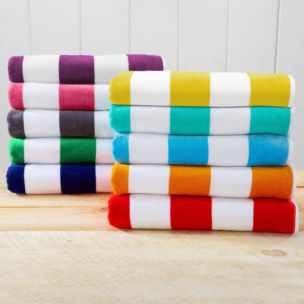 Cotton Velour Cabana Stripe Beach Towel - Novia Collection in - photo