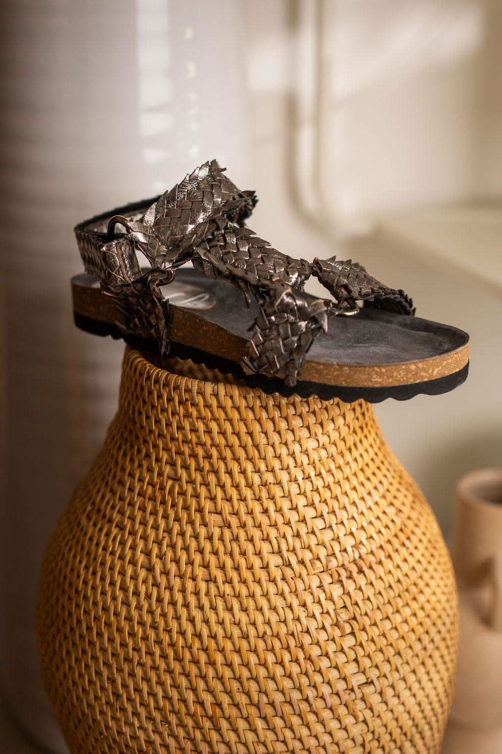 River Dance Woven Sandal in Pewter in - Shoes photo