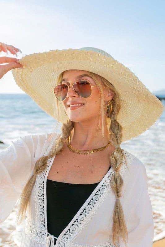 Scallop Edge Bow Accent Sunhat in - Hats photo