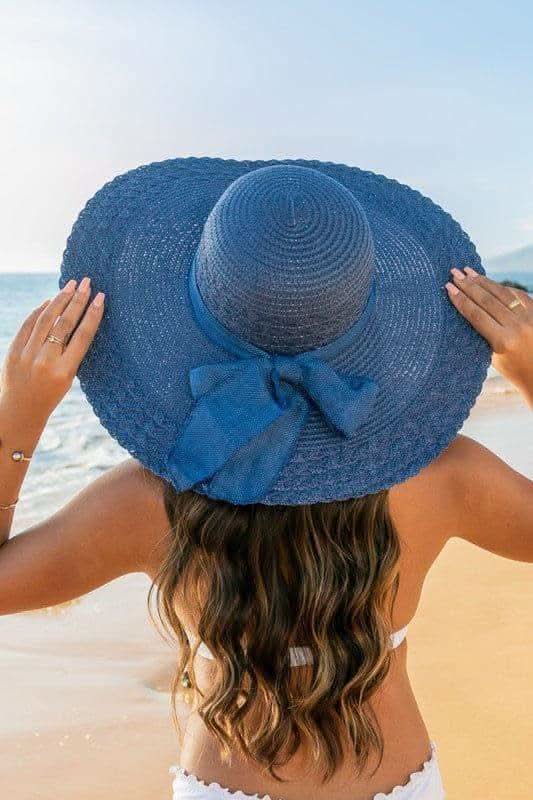 Scallop Edge Bow Accent Sunhat in Navy OneSize - Hats photo