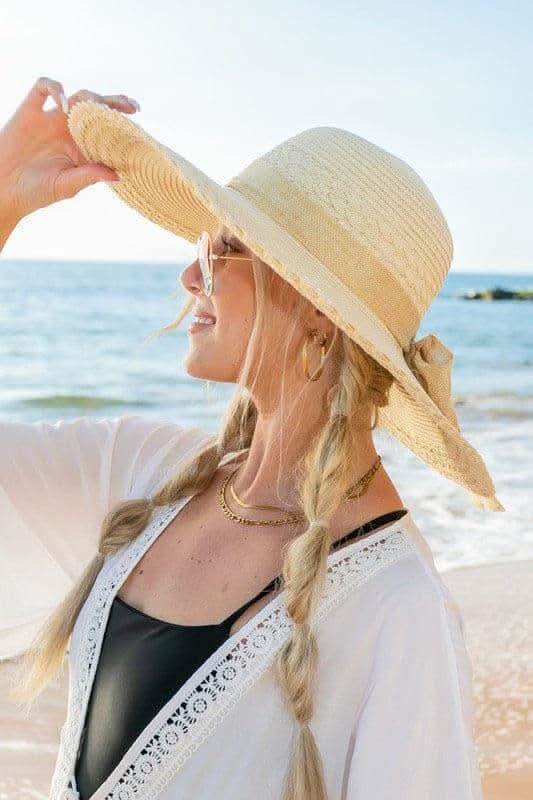 Scallop Edge Bow Accent Sunhat in - Hats photo
