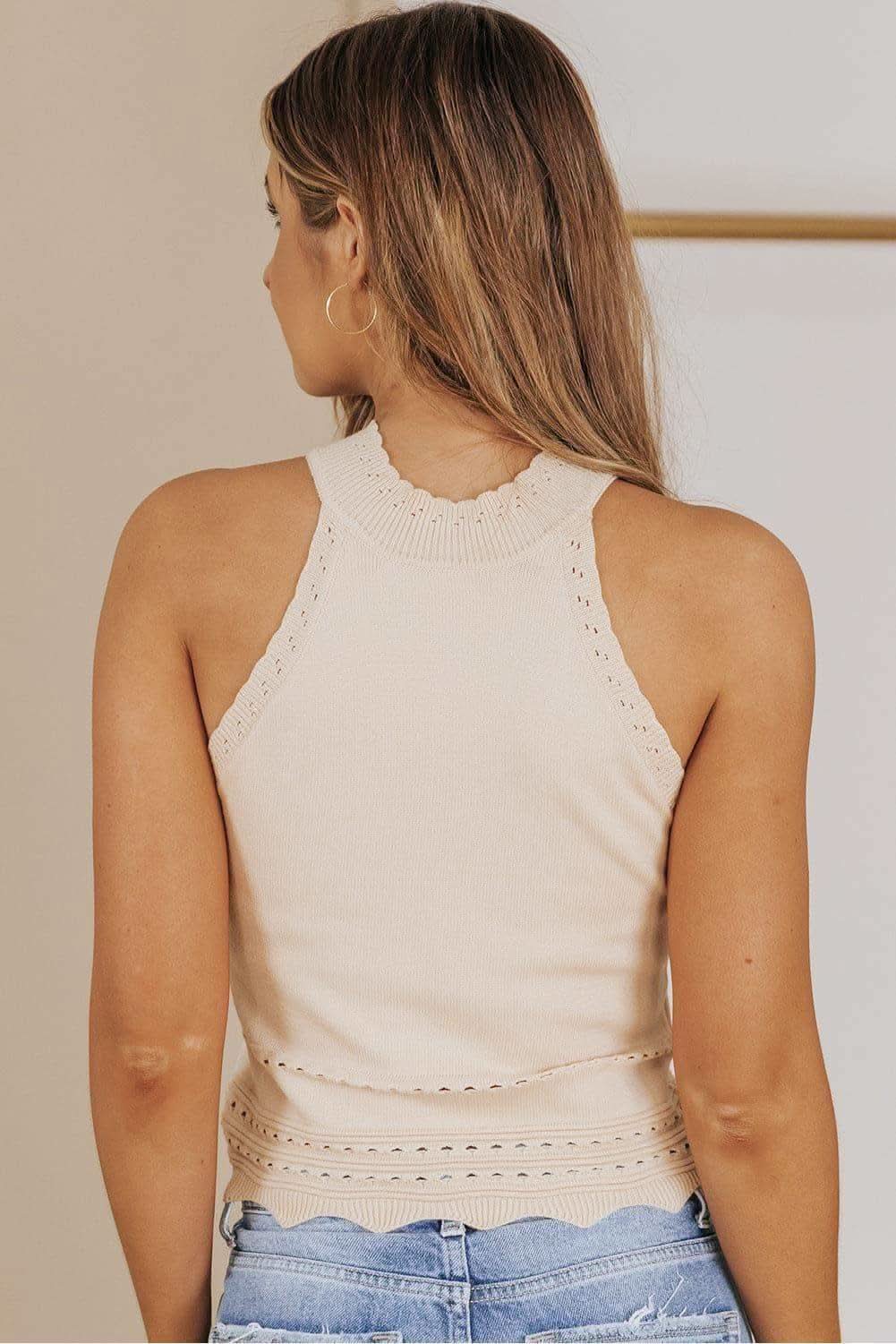 Scalloped Openwork Grecian Neck Tank in - Shirts & Tops photo