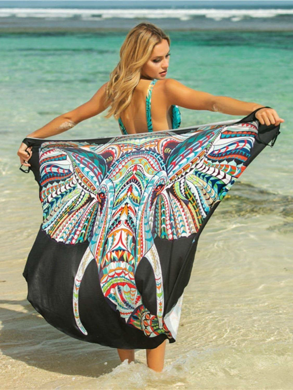 Seaside Cabana Printed Spaghetti Strap Cover Up in Multicolor One Size - Swimwear photo