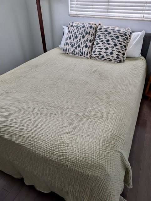 Serene Bedspread Collection – Organic Turkish Cotton, Textured Solid Colors, Queen/King Sizes in - Blanket photo