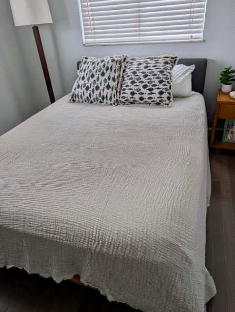 Serene Bedspread Collection – Organic Turkish Cotton, Textured Solid Colors, Queen/King Sizes in - Blanket photo