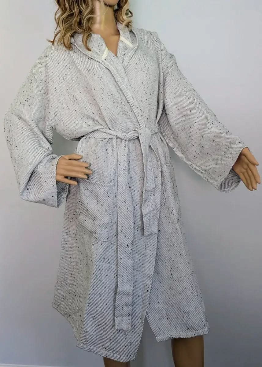 Serenity Bathrobe – Soft Flat Weave Turkish Cotton, Hooded Design - SwagglyLife Home & Fashion