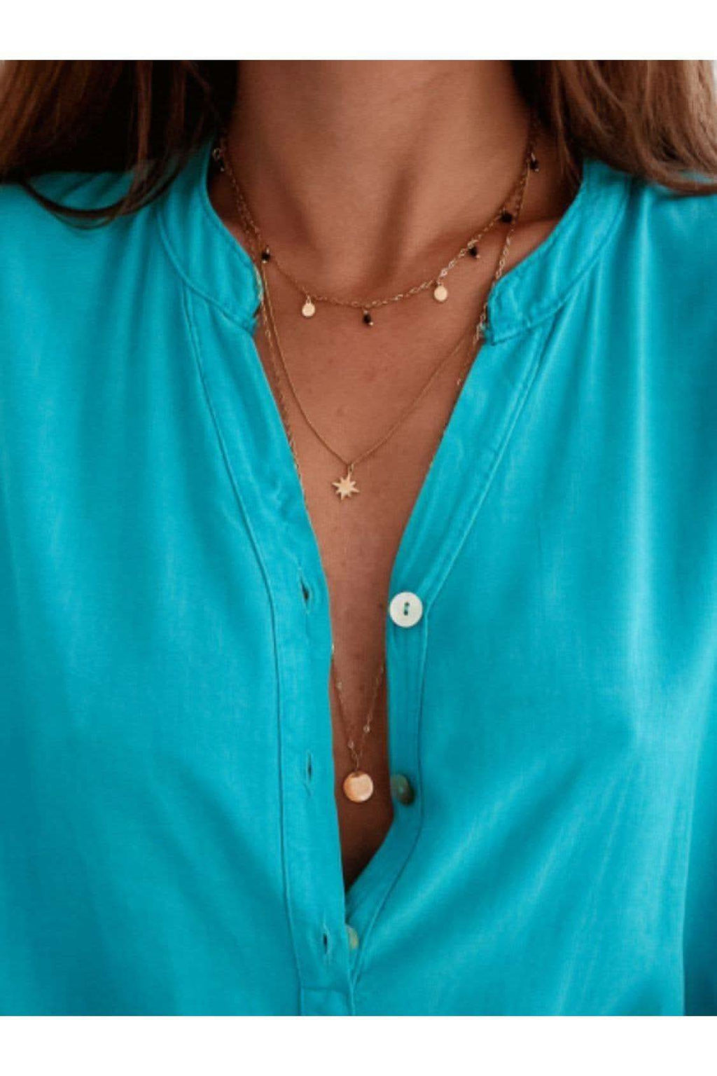 Sienna Half Button Notched Half Sleeve Blouse - SwagglyLife Home & Fashion