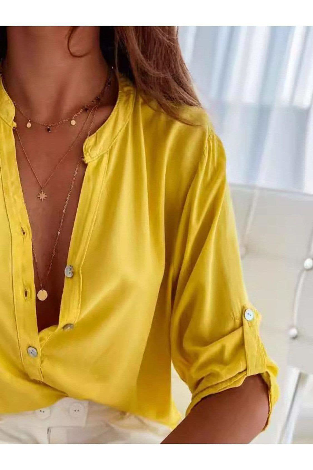 Sienna Half Button Notched Half Sleeve Blouse - SwagglyLife Home & Fashion