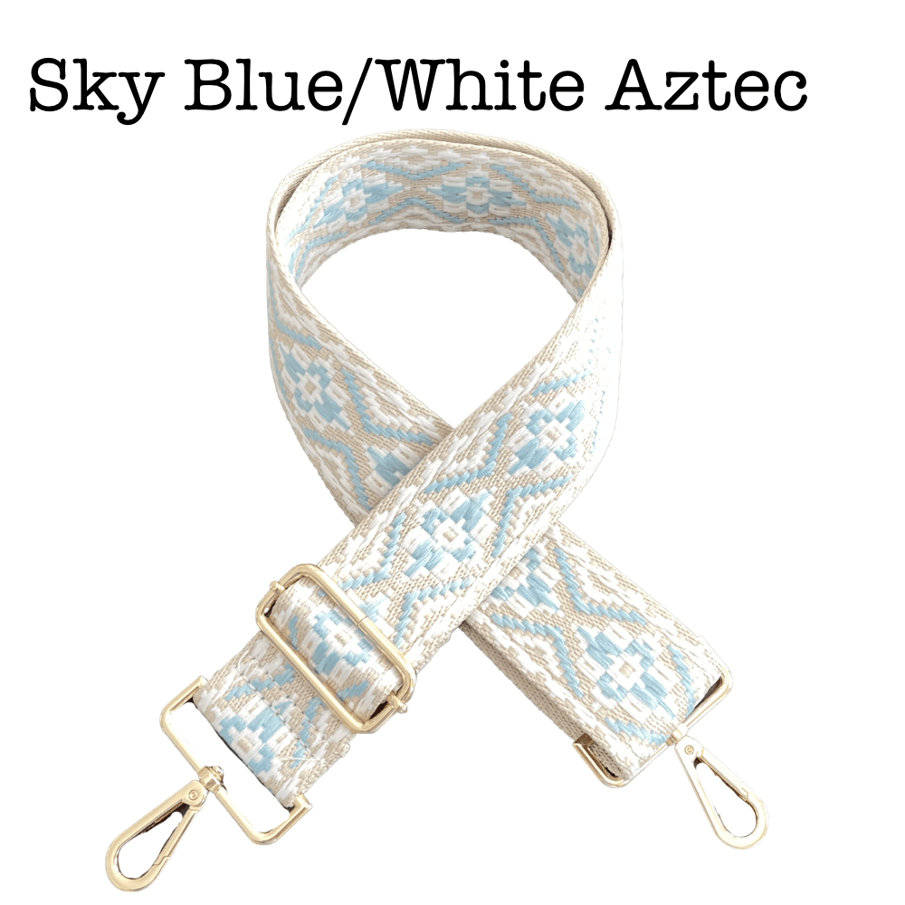 Bag Straps | 30 Styles in SkyBlue White Aztec - Bags photo