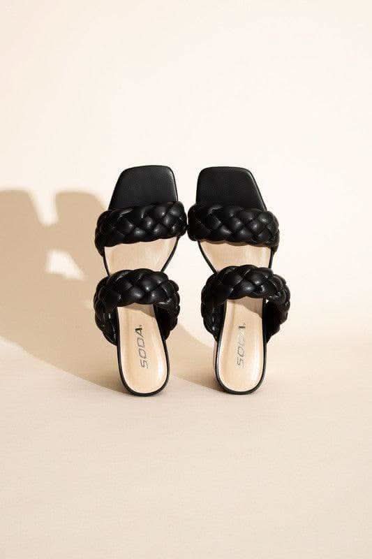 SODA Buggy Braided Strap Mule Heels in - Shoes photo