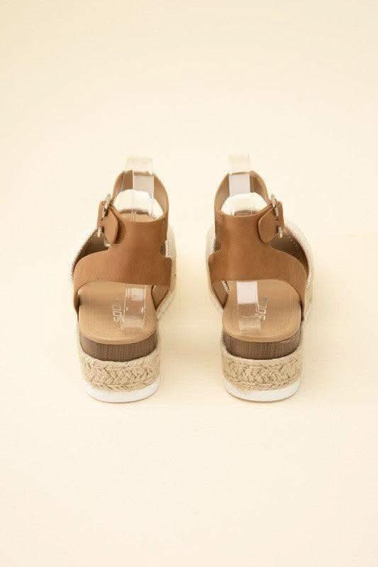 SODA Topic Espadrille Ankle Strap Platform Sandals, Beige | Tan in - Shoes photo