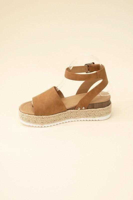 SODA Topic Espadrille Ankle Strap Platform Sandals, Beige | Tan in - Shoes photo