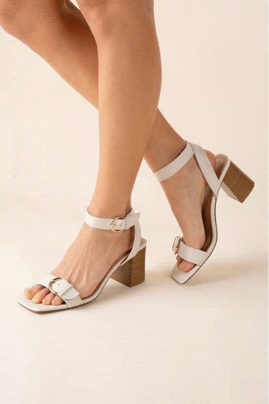 SODA Treaty Buckle Sandal Heels in OFF WHITE - Heels photo