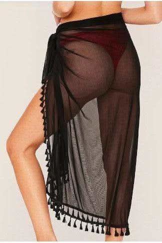 Solid Beach Sarong with Tassels in - Swimwear photo