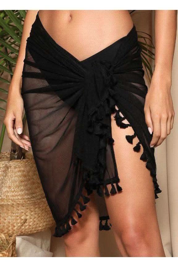 Solid Beach Sarong with Tassels in - Swimwear photo