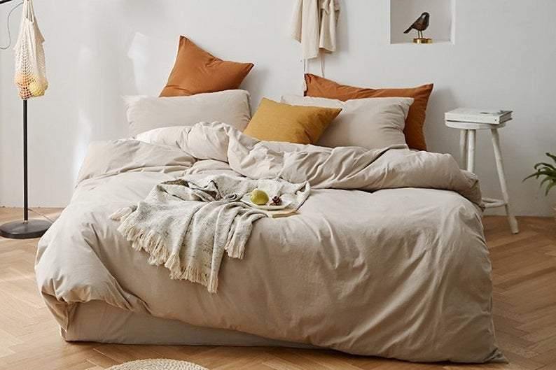Solid Bedding Set / Forest Green in Beige - Bedding Set photo