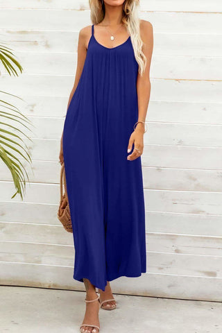 Spaghetti Strap Scoop Neck Jumpsuit - SwagglyLife Home & Fashion Spaghetti Strap Scoop Neck Jumpsuit - SwagglyLife Home & Fashion