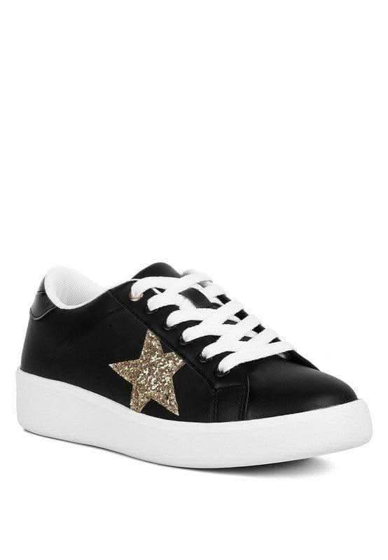 Starry Glitter Star Detail Sneakers in BLACK - Shoes photo