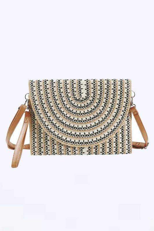 Stripe Straw Convertible Clutch Swing Bag - SwagglyLife Home & Fashion