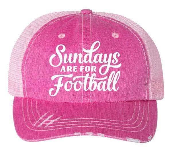Sundays are for Football Embroidered Trucker Hat in PInk OS - Hats photo