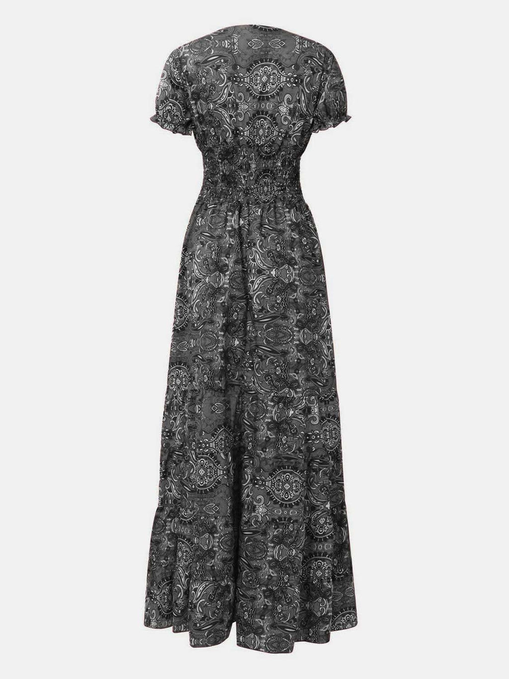 Susan Smocked Printed V-Neck Short Sleeve Dress in - Dresses photo