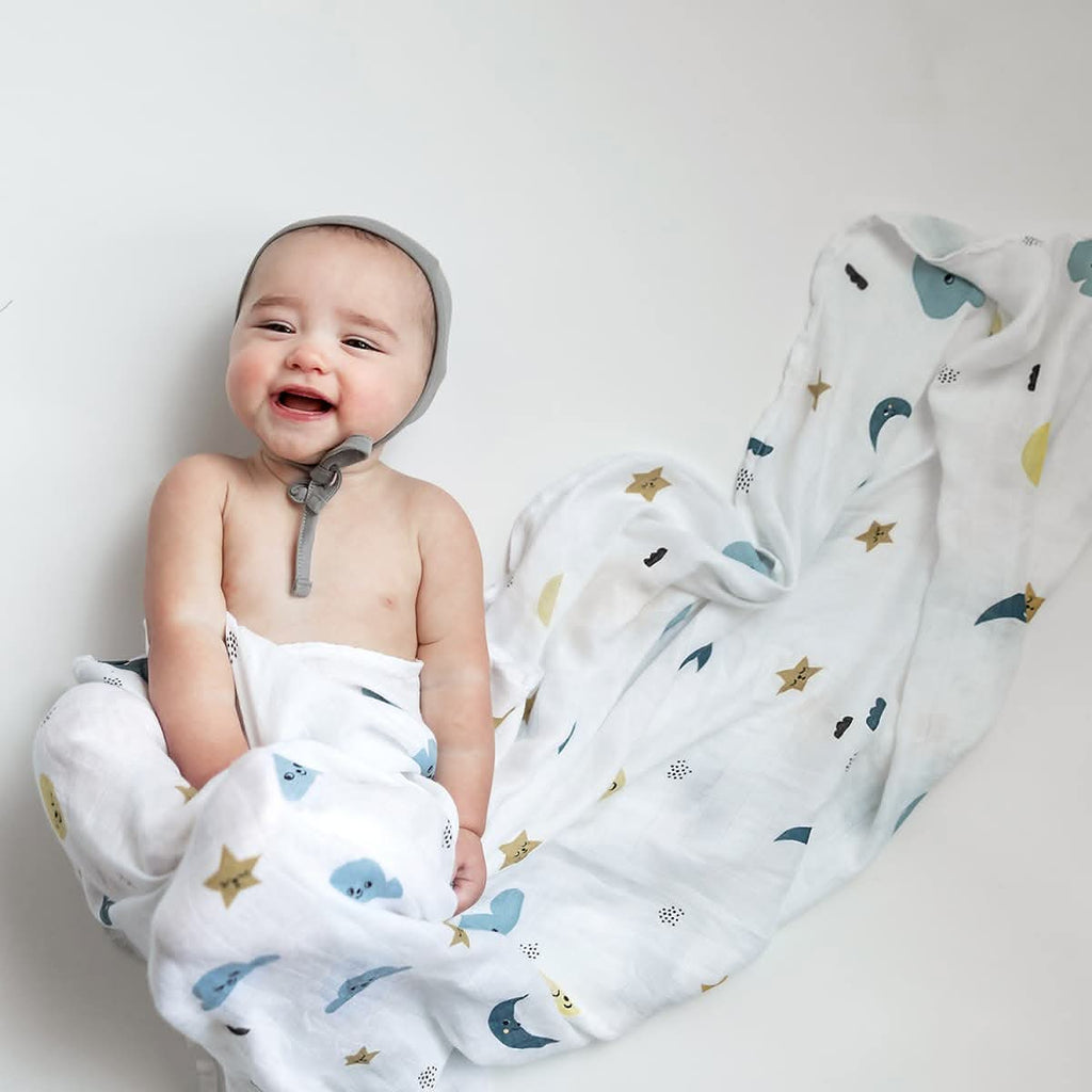 Rookie Humans Moon and Stars Bamboo Swaddle in - Swaddle photo