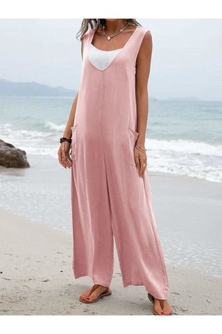 Take a Stroll Full Size Wide Strap Jumpsuit with Pockets - SwagglyLife Home & Fashion Take a Stroll Full Size Wide Strap Jumpsuit with Pockets - SwagglyLife Home & Fashion