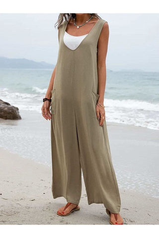 Take a Stroll Full Size Wide Strap Jumpsuit with Pockets - SwagglyLife Home & Fashion Take a Stroll Full Size Wide Strap Jumpsuit with Pockets - SwagglyLife Home & Fashion