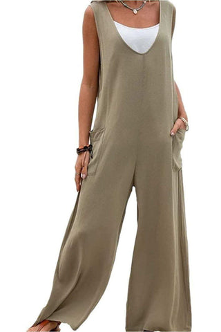 Take a Stroll Full Size Wide Strap Jumpsuit with Pockets - SwagglyLife Home & Fashion Take a Stroll Full Size Wide Strap Jumpsuit with Pockets - SwagglyLife Home & Fashion