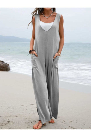 Take a Stroll Full Size Wide Strap Jumpsuit with Pockets - SwagglyLife Home & Fashion Take a Stroll Full Size Wide Strap Jumpsuit with Pockets - SwagglyLife Home & Fashion