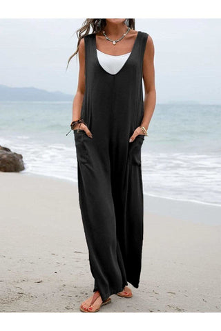 Take a Stroll Full Size Wide Strap Jumpsuit with Pockets - SwagglyLife Home & Fashion Take a Stroll Full Size Wide Strap Jumpsuit with Pockets - SwagglyLife Home & Fashion