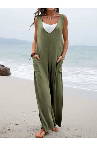 Take a Stroll Full Size Wide Strap Jumpsuit with Pockets - SwagglyLife Home & Fashion Take a Stroll Full Size Wide Strap Jumpsuit with Pockets - SwagglyLife Home & Fashion