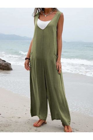Take a Stroll Full Size Wide Strap Jumpsuit with Pockets - SwagglyLife Home & Fashion Take a Stroll Full Size Wide Strap Jumpsuit with Pockets - SwagglyLife Home & Fashion