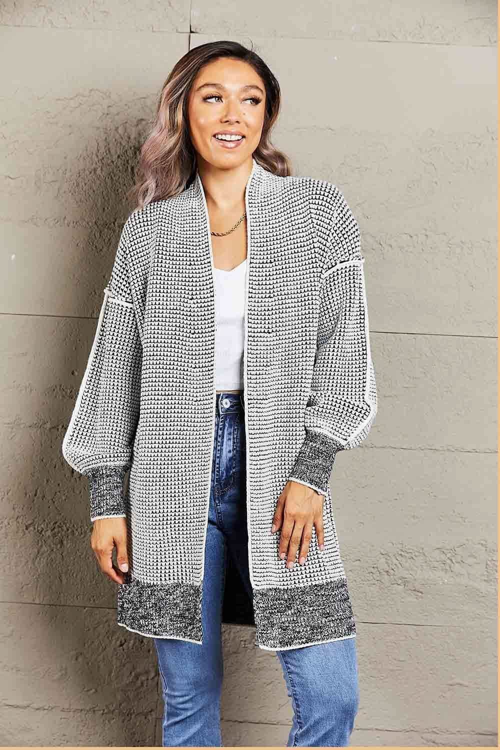 Tanya Heathered Open Front Longline Cardigan - SwagglyLife Home & Fashion