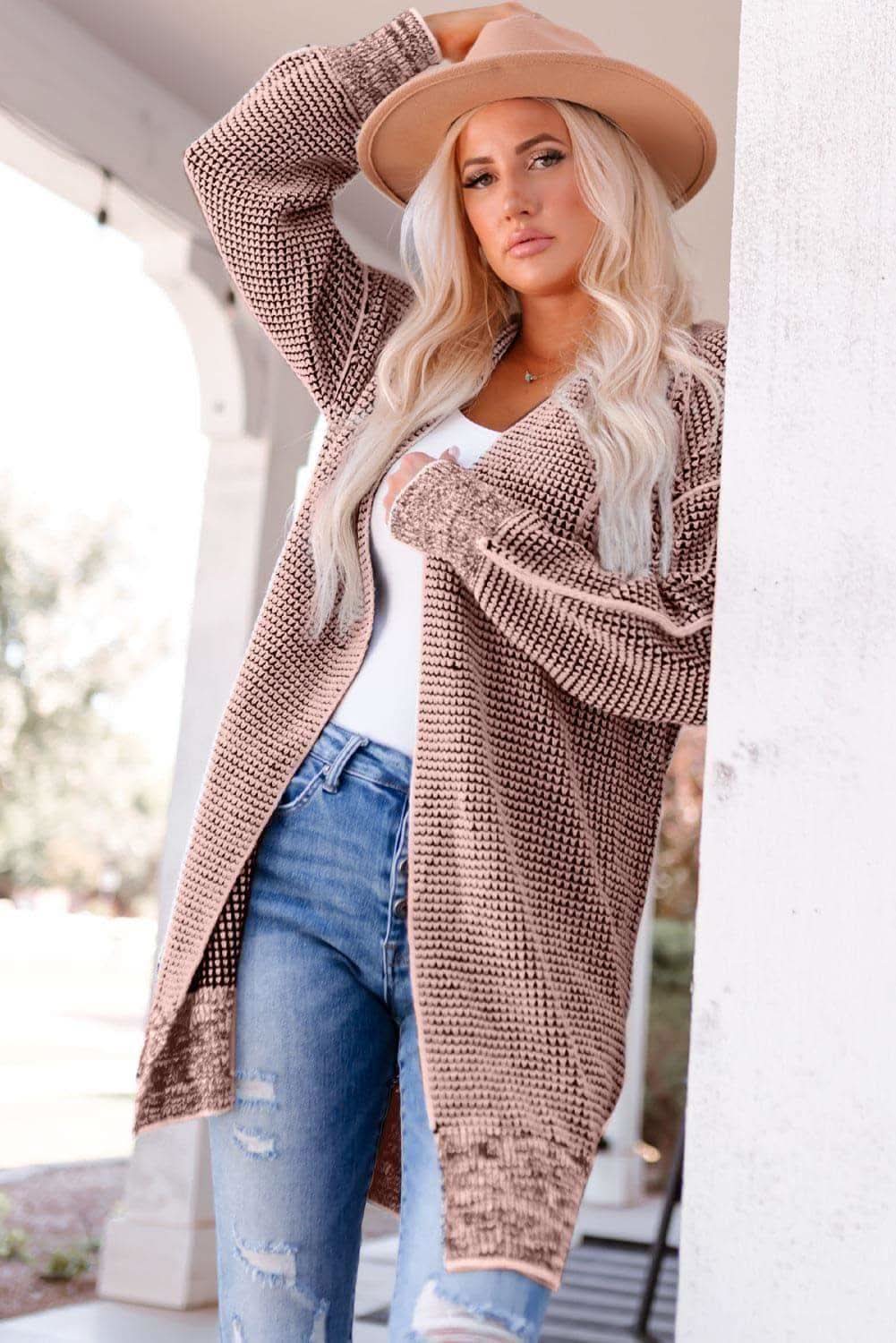 Tanya Heathered Open Front Longline Cardigan - SwagglyLife Home & Fashion