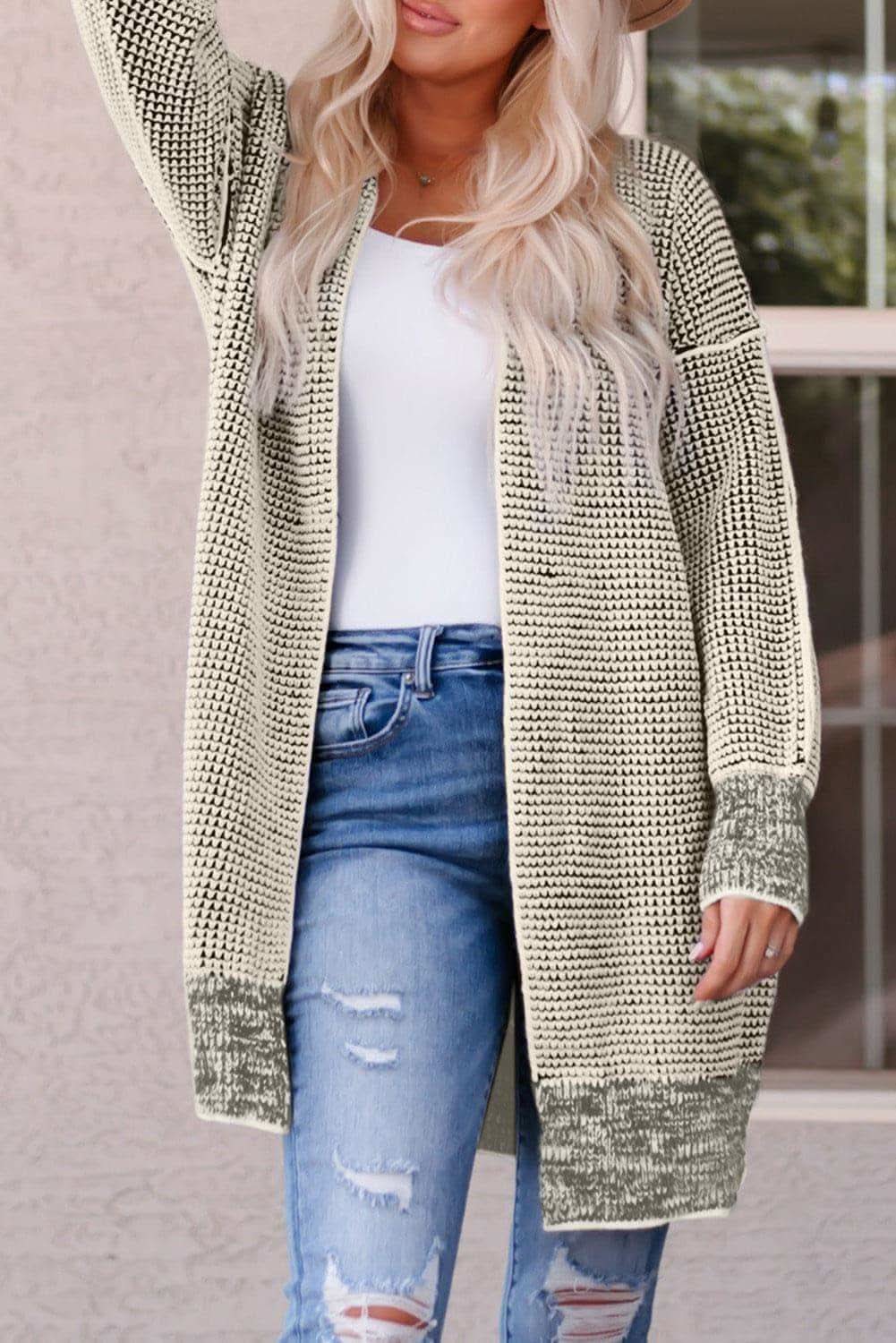 Tanya Heathered Open Front Longline Cardigan - SwagglyLife Home & Fashion