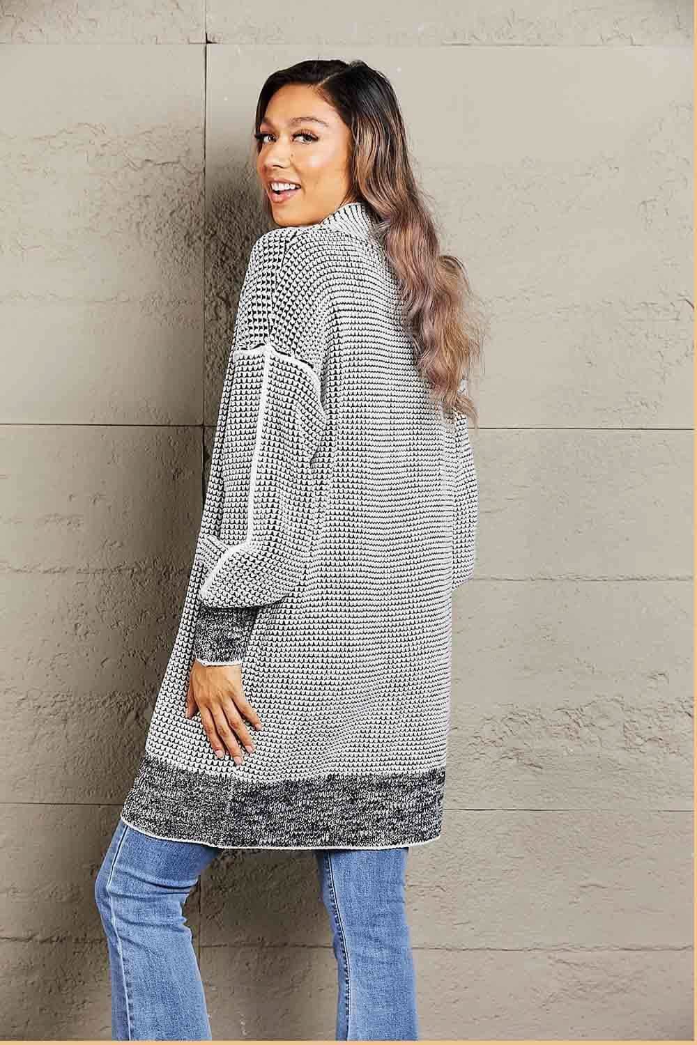 Tanya Heathered Open Front Longline Cardigan - SwagglyLife Home & Fashion