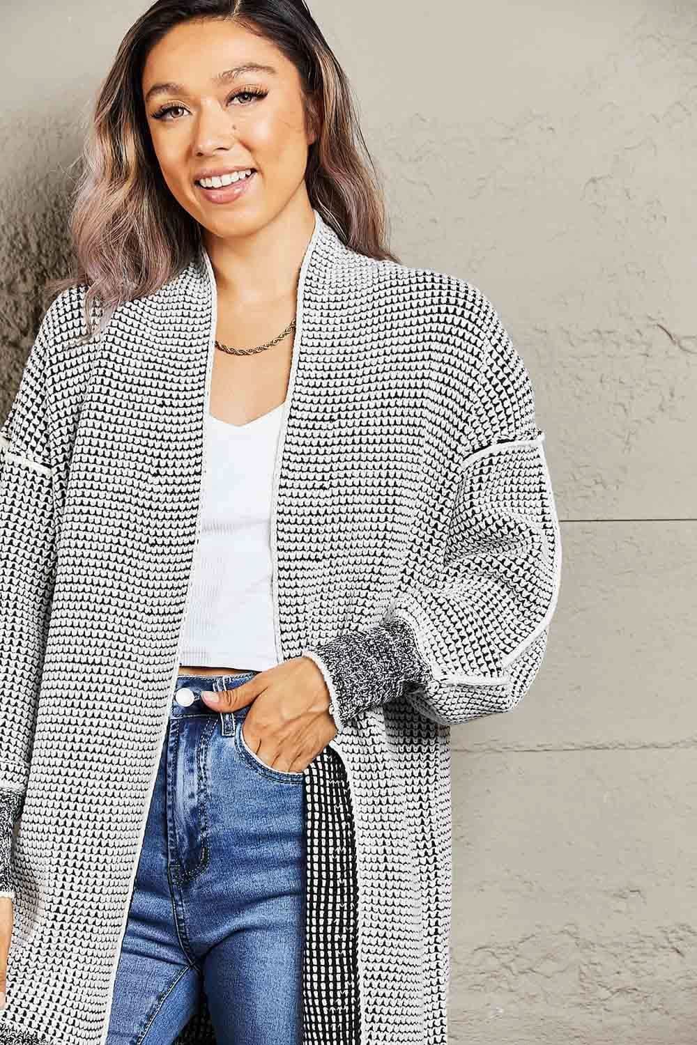 Tanya Heathered Open Front Longline Cardigan - SwagglyLife Home & Fashion