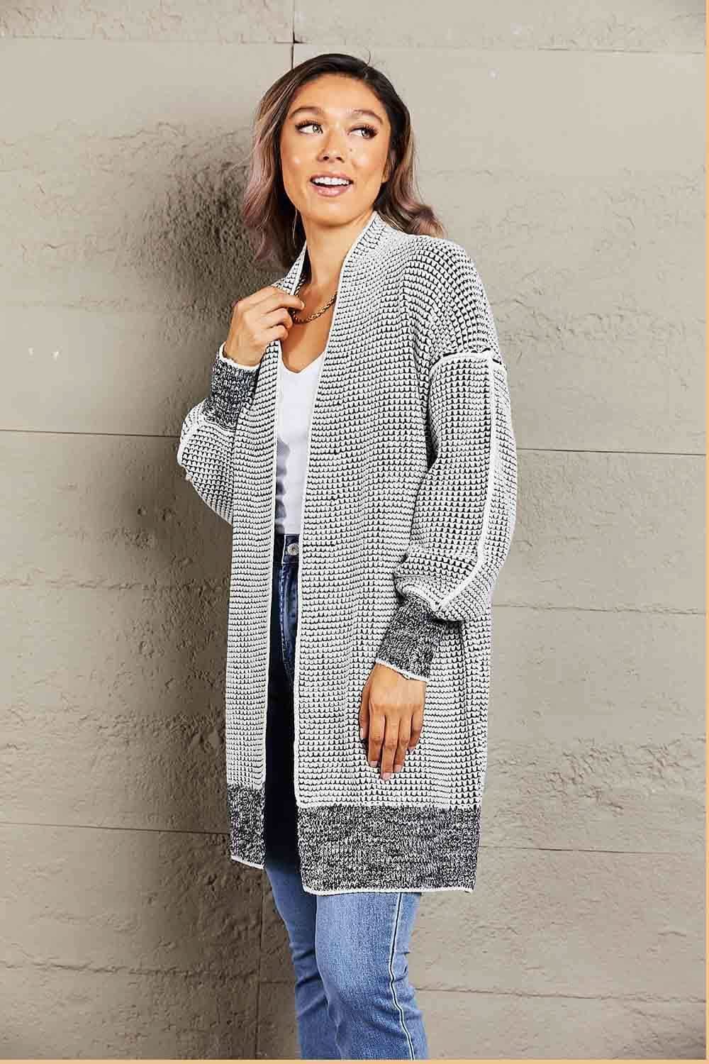 Tanya Heathered Open Front Longline Cardigan - SwagglyLife Home & Fashion