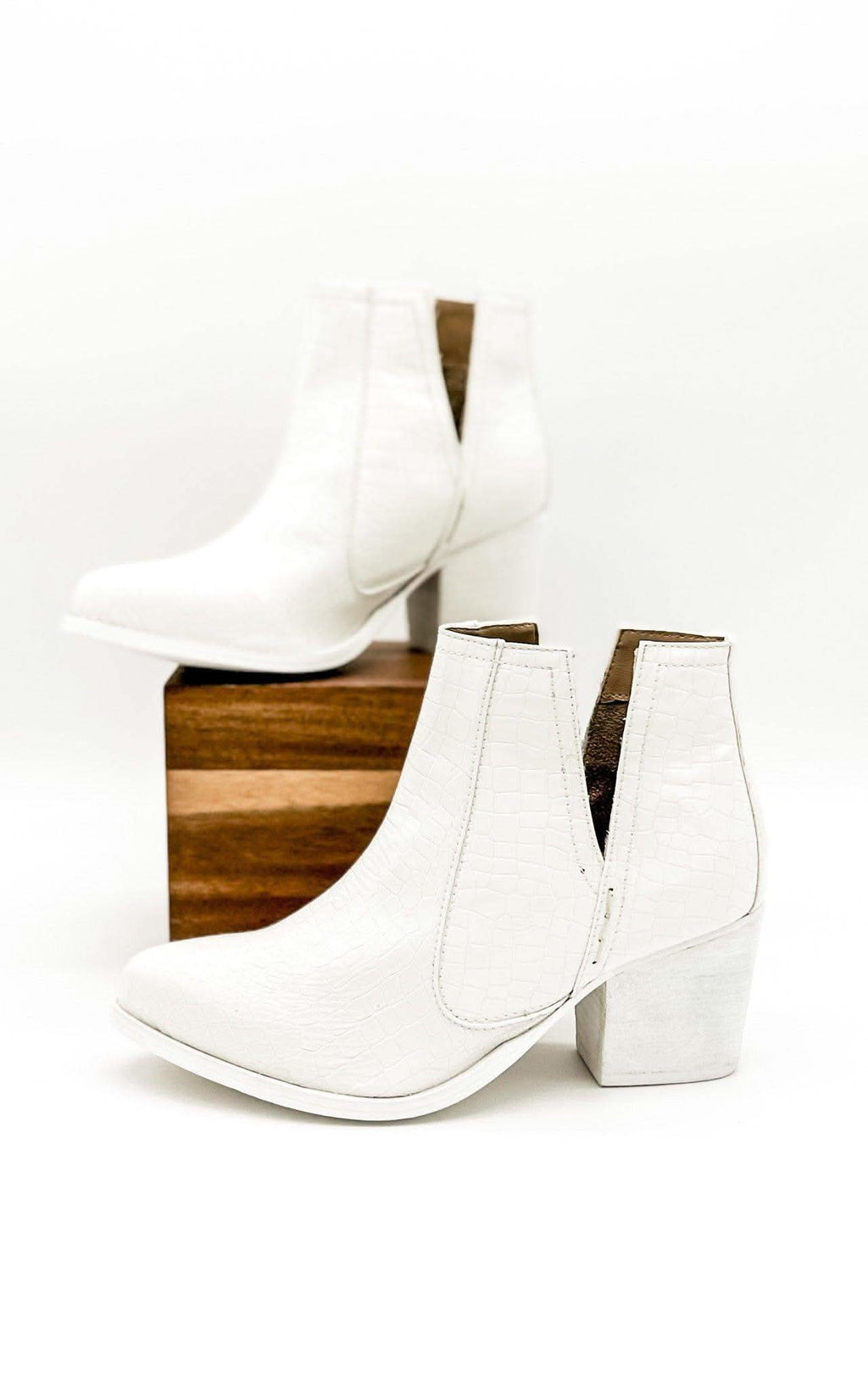Tarim Bootie in White Croc - SwagglyLife Home & Fashion