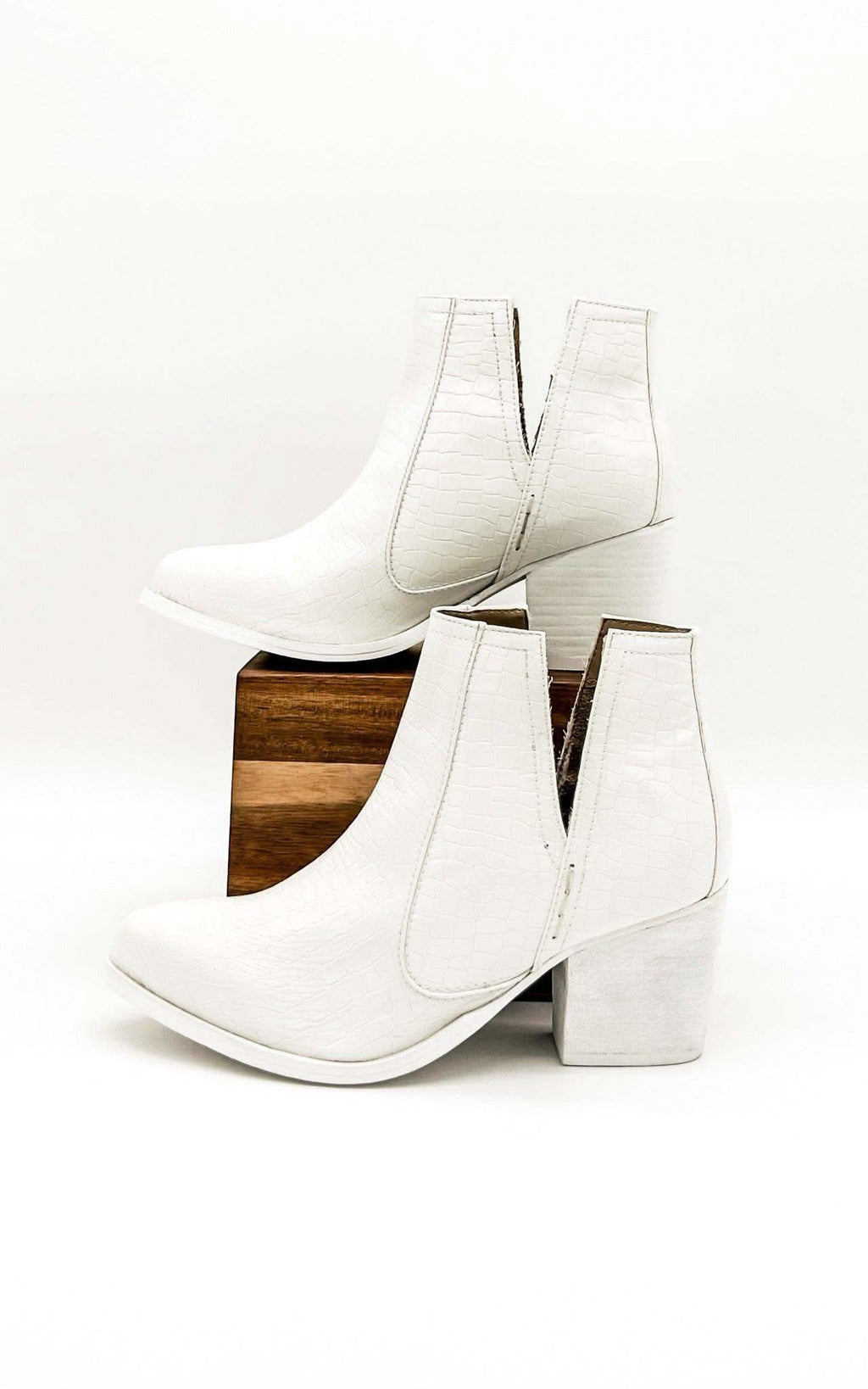 Tarim Bootie in White Croc - SwagglyLife Home & Fashion