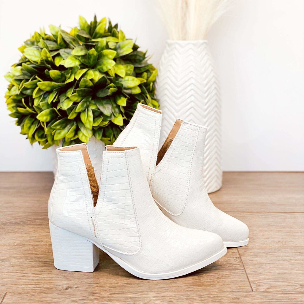Tarim Bootie in White Croc - SwagglyLife Home & Fashion