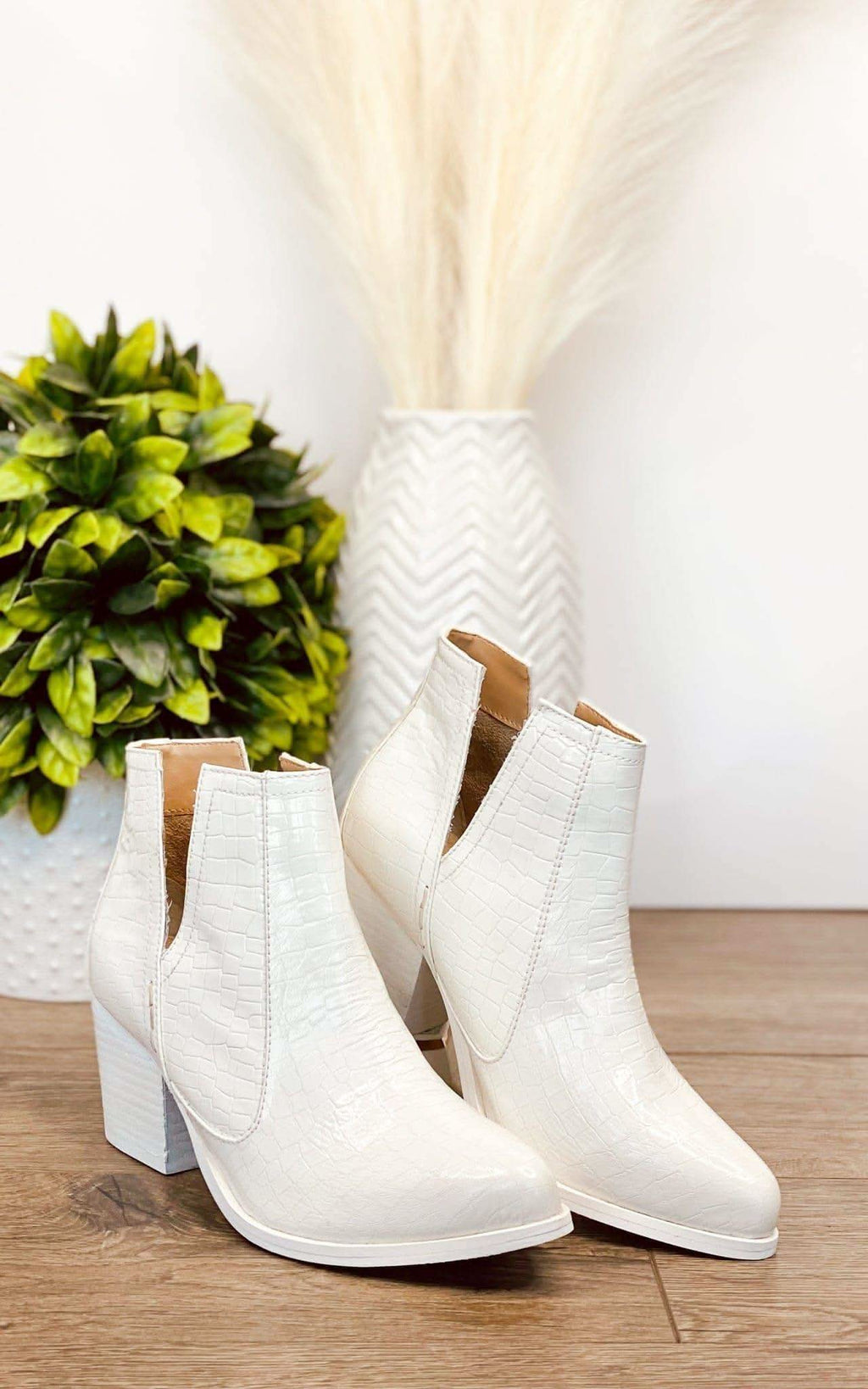 Tarim Bootie in White Croc - SwagglyLife Home & Fashion