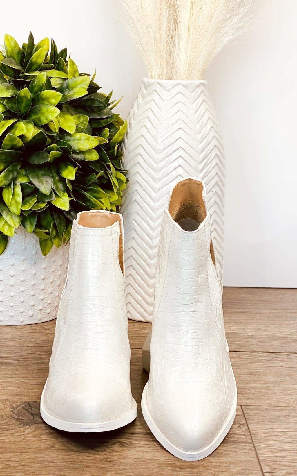 Tarim Bootie in White Croc - SwagglyLife Home & Fashion